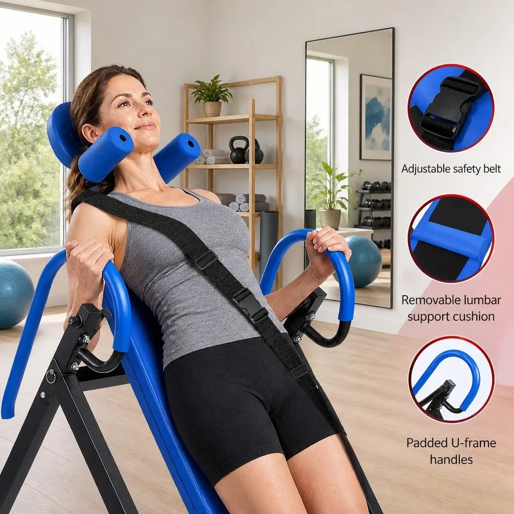Inversion Table Foldable Steel 180° Black or Blue