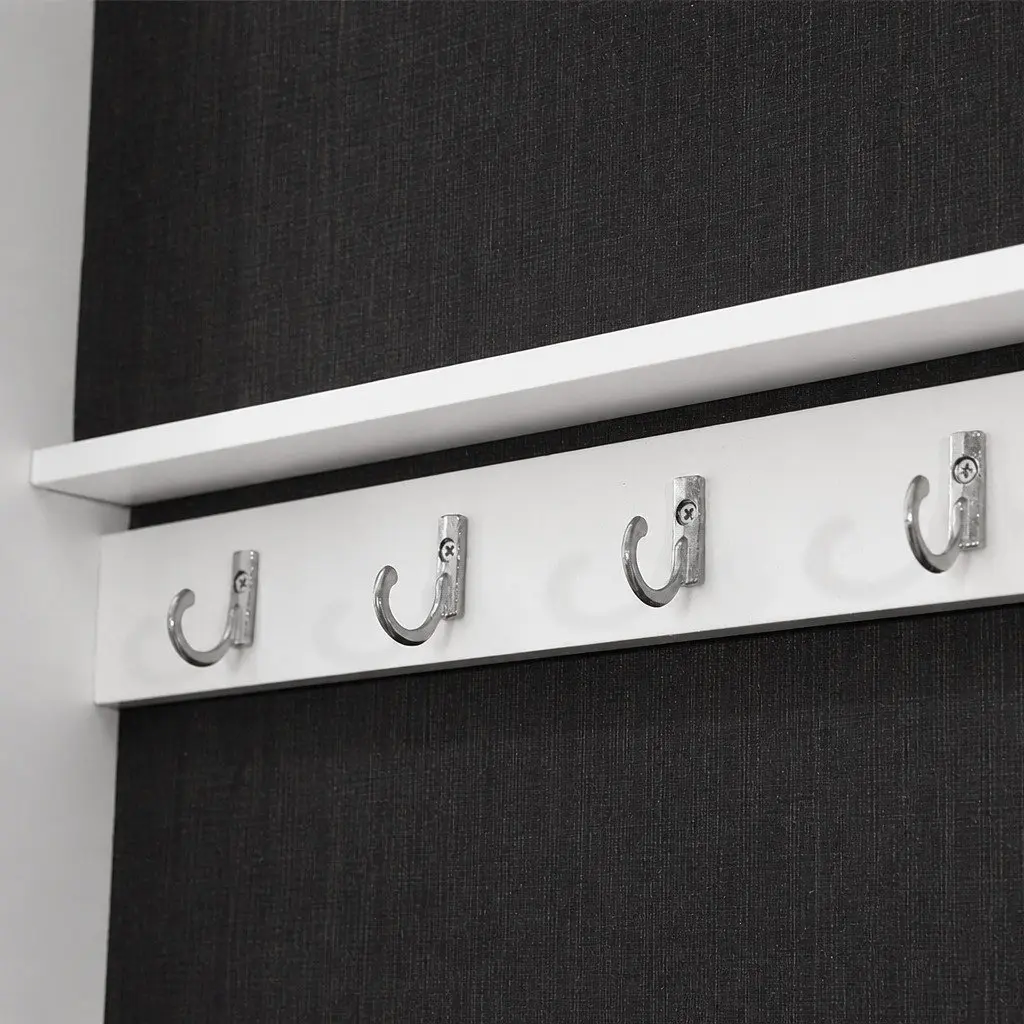 Jewellery Cabinet Full Length Mirror Wall Mounted Lockable White MDF 120cm x 37cm x 8.7cm