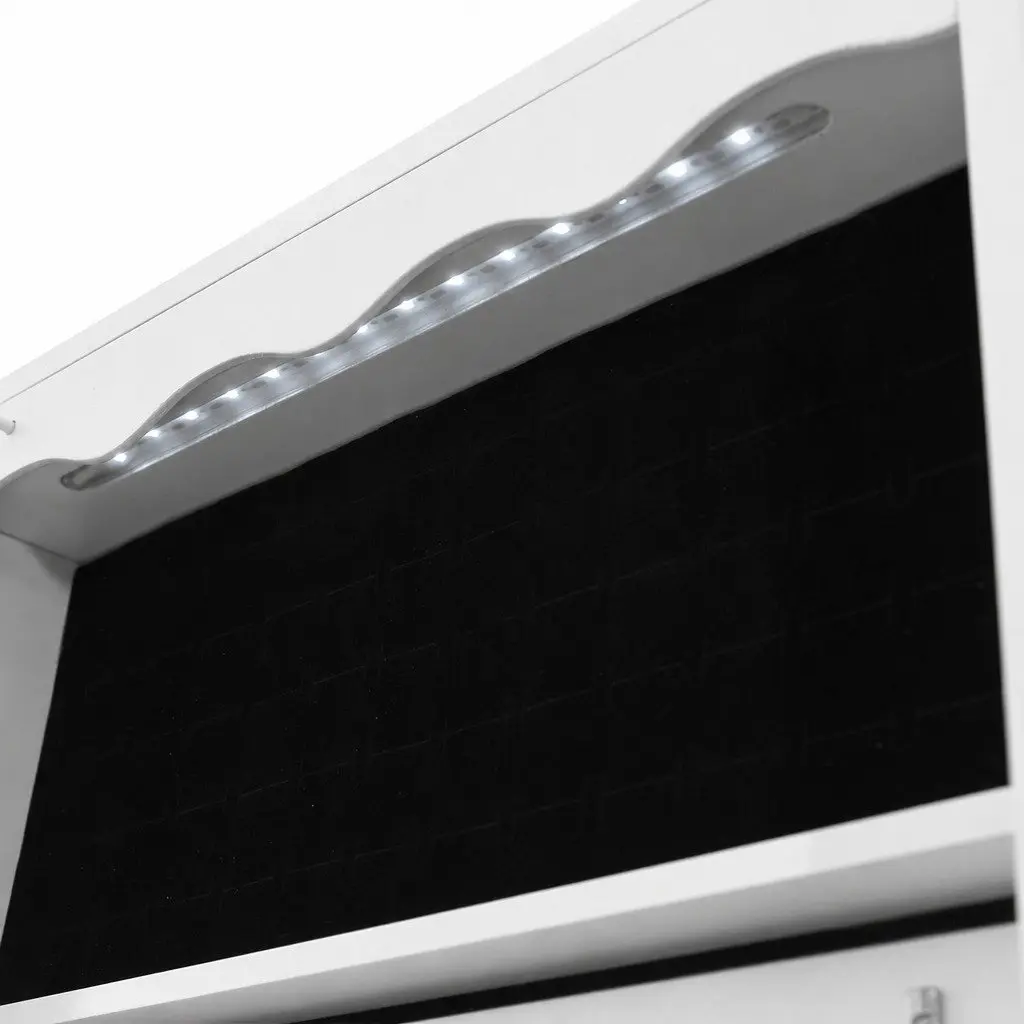 Jewellery Cabinet Full Length Mirror Wall Mounted Lockable White MDF 120cm x 37cm x 8.7cm