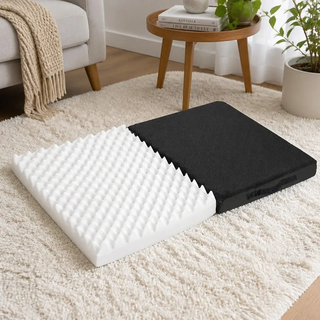 Foldable Pet Bed Foam Large Black Plush Portable Handle Sleep Mat