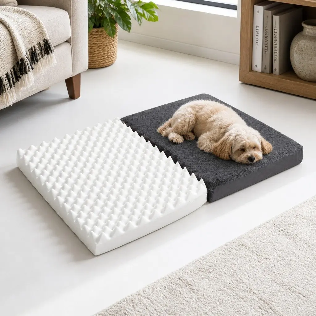 Foldable Pet Bed Dog Puppy Mattress Soft Washable Cover Large Grey Sleep Mat