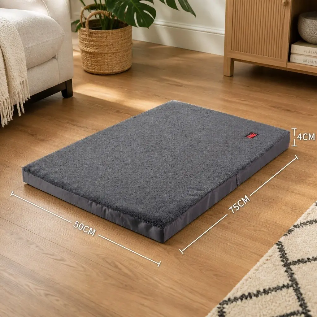 Pet Bed Foldable Dog Puppy Medium Grey Portable Washable Cover Soft Foam