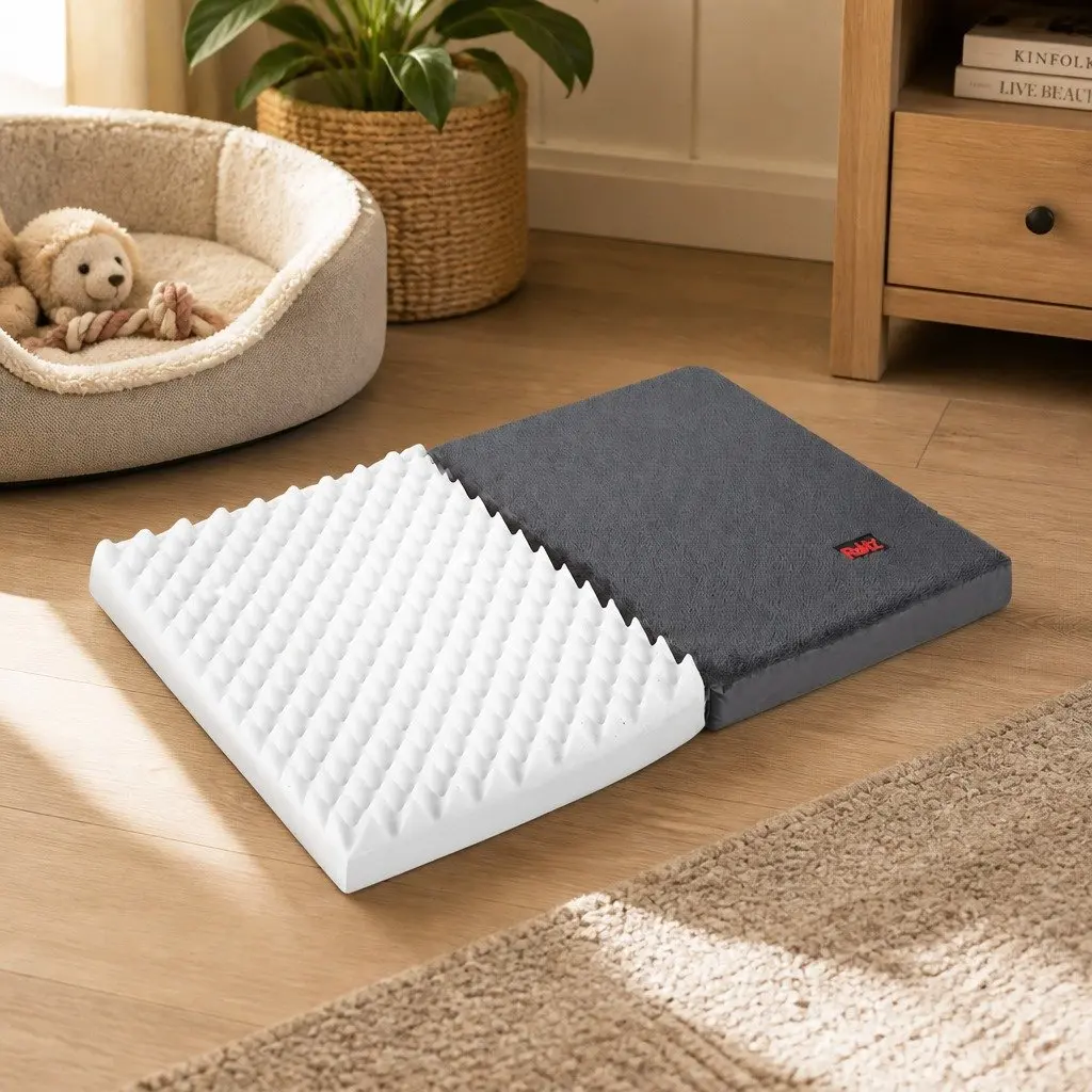 Pet Bed Foldable Dog Puppy Medium Grey Portable Washable Cover Soft Foam