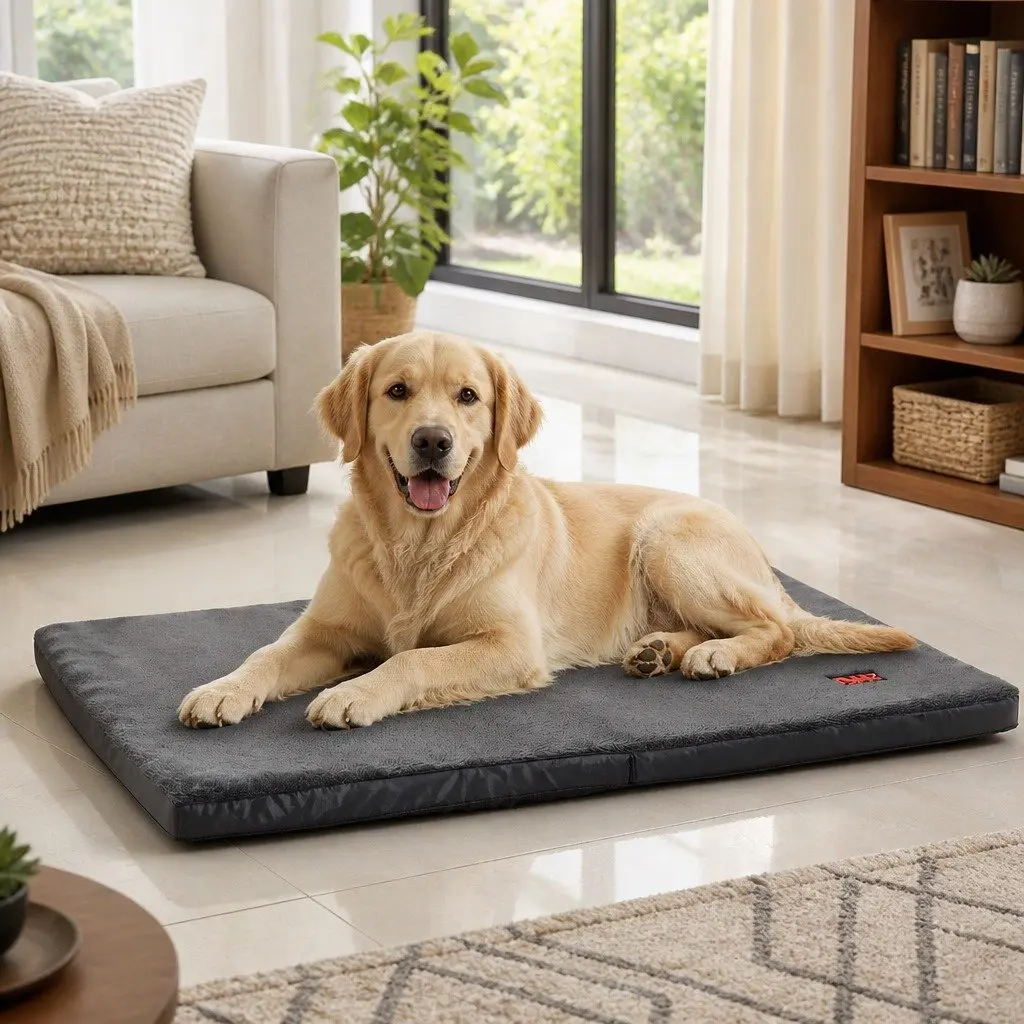 Pet Bed Foldable Dog Puppy Medium Grey Portable Washable Cover Soft Foam