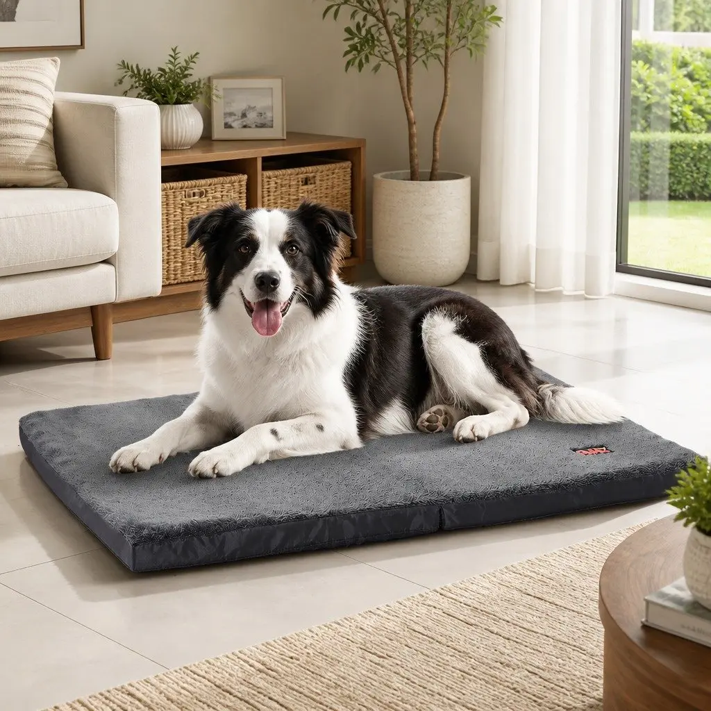 Pet Bed Foldable Foam XX-Large Grey Portable Mattress