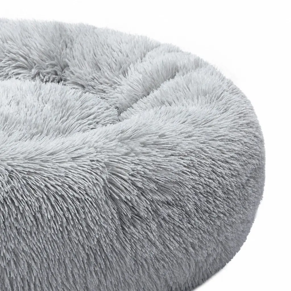 Pet Bed Dog Beds Donut Shaped Mattress Large Grey Calming Comfort Cushion