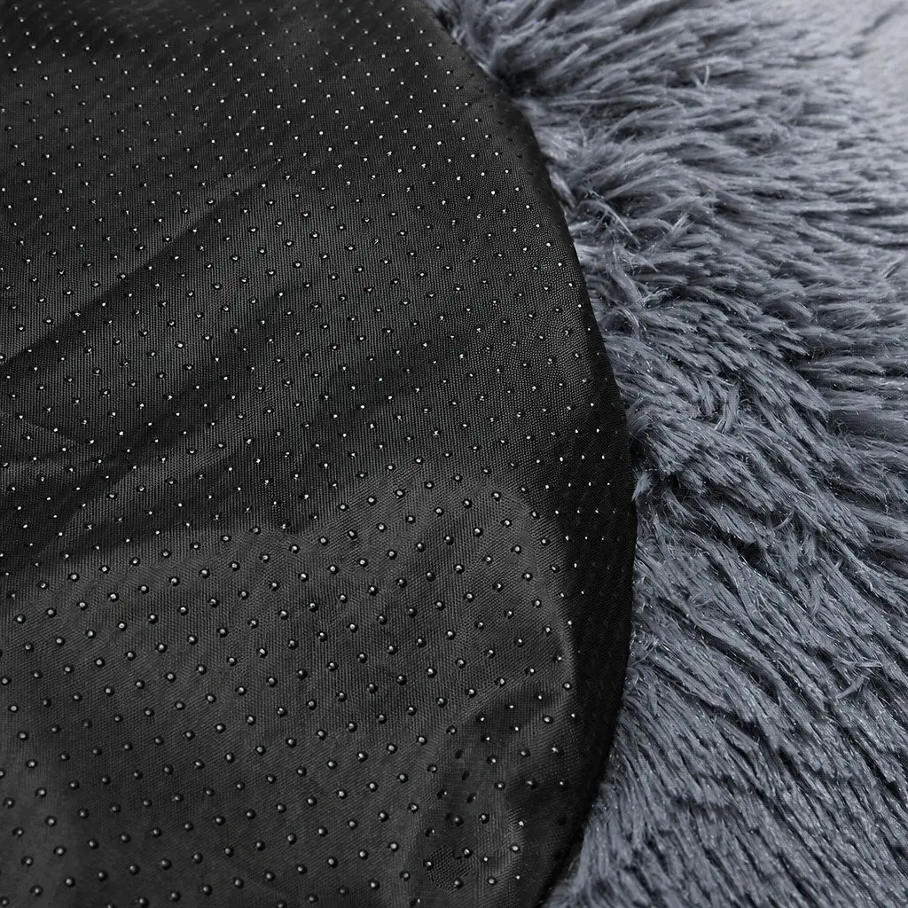 Pet Bed Donut-Shaped Medium Dark Grey Plush