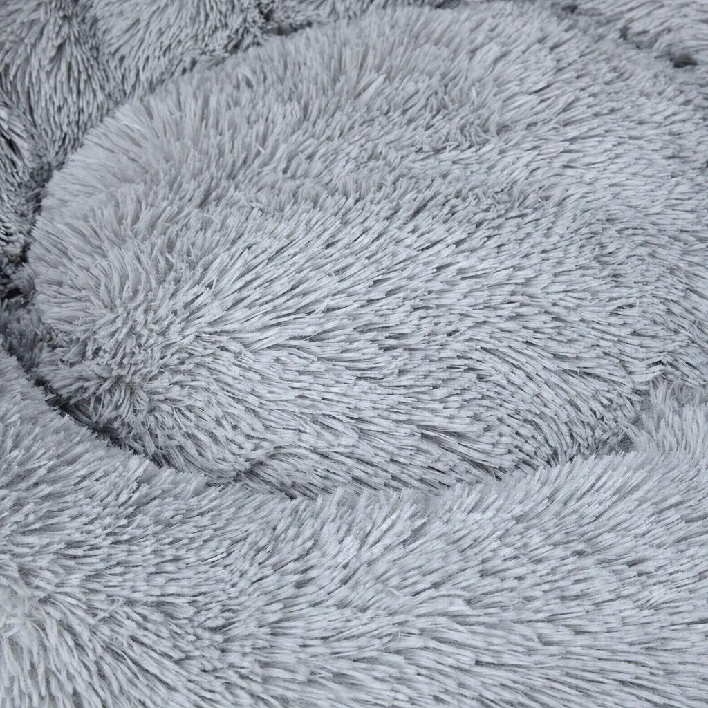 Pet Bed Dog Beds Mattress Medium Grey Donut-Shaped Calming Lounger Washable