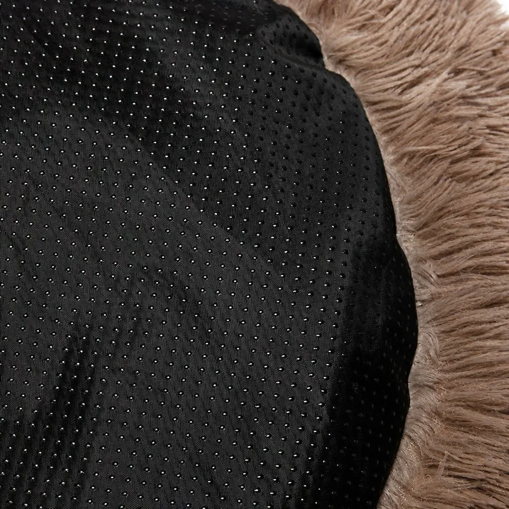 Pet Bed Donut-Shaped Polyester Medium Brown Washable Comfort