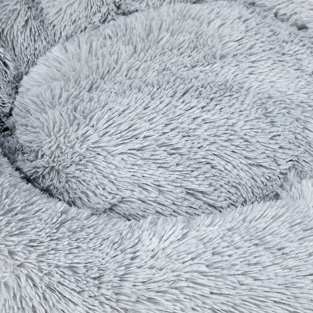 Donut Pet Bed Plush Mattress Small Light Grey