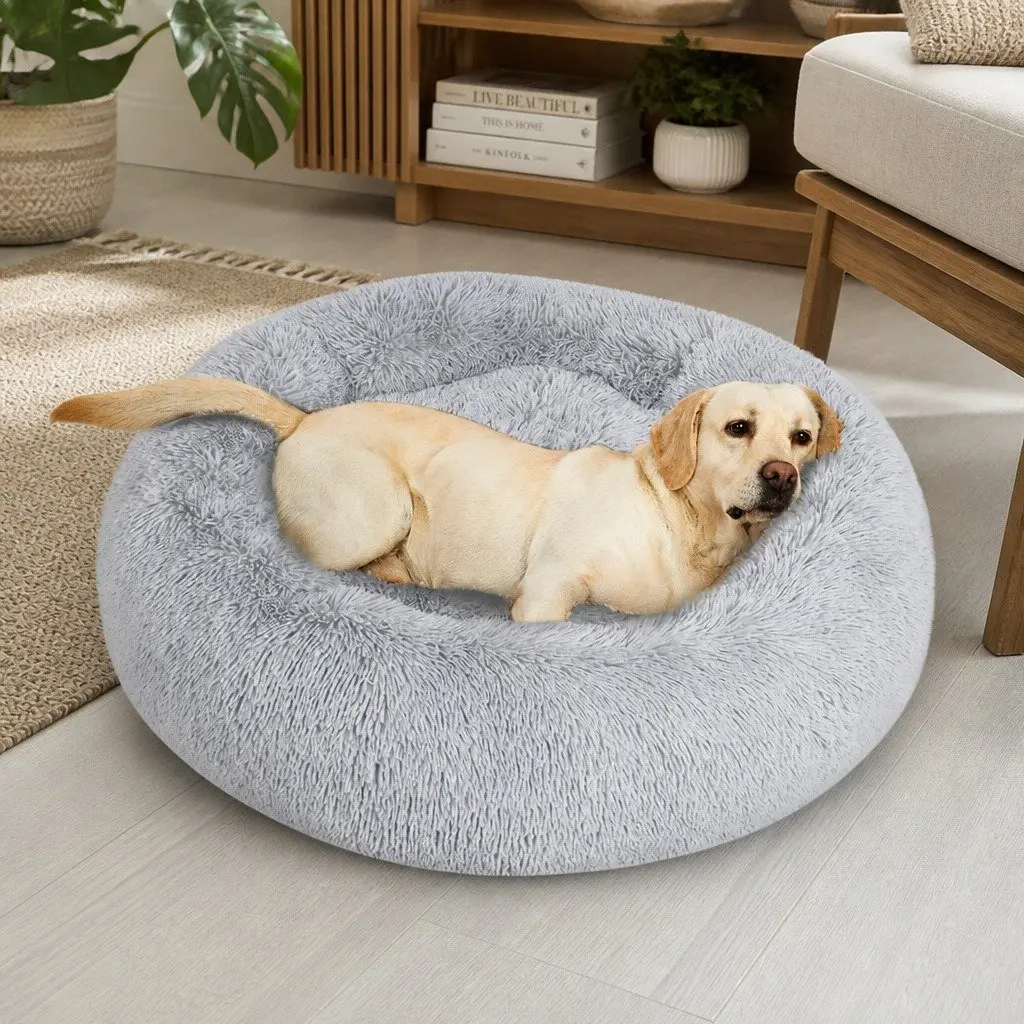 Donut Pet Bed Plush Mattress Small Light Grey