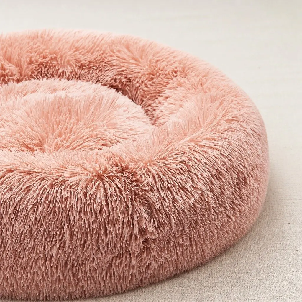 Pet Bed Donut Nest Raised Rim Small Pink Machine Washable