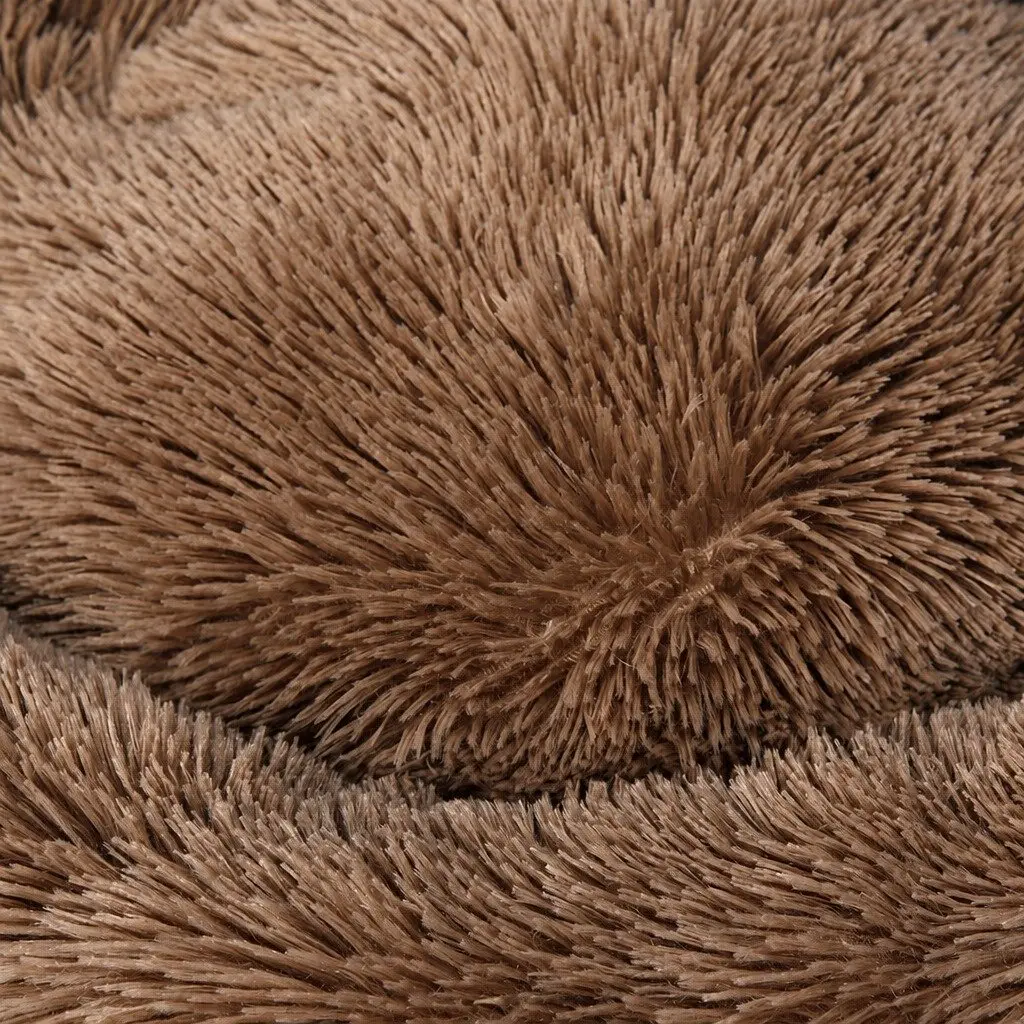 Pet Bed Mattress Donut-Shaped Dog Beds Small Brown Calming Sleeping Mat