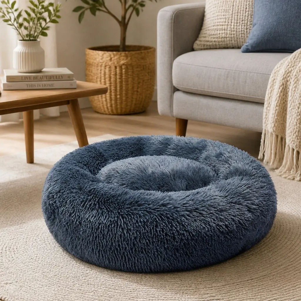 Pet Bed Donut-Shaped Mattress XL Polyester Dark Grey