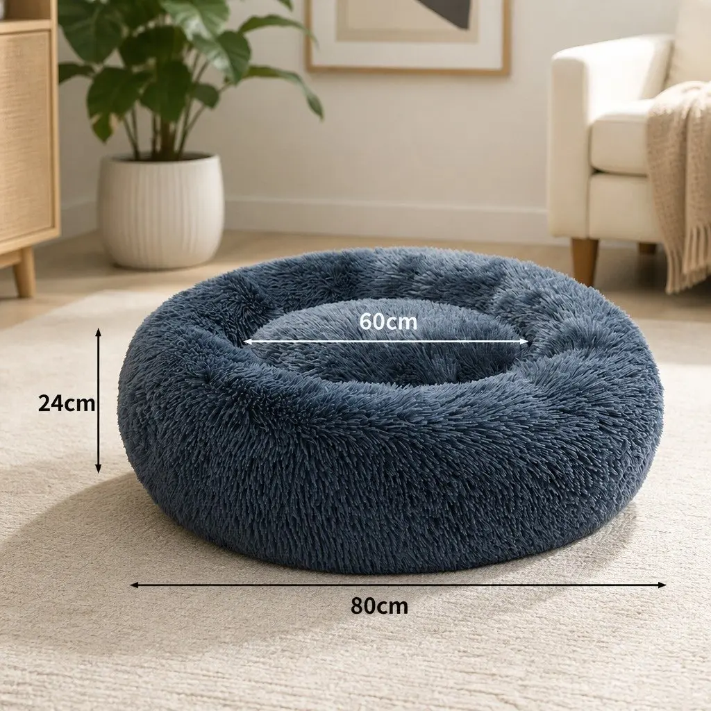 Pet Bed Donut-Shaped Mattress XL Polyester Dark Grey