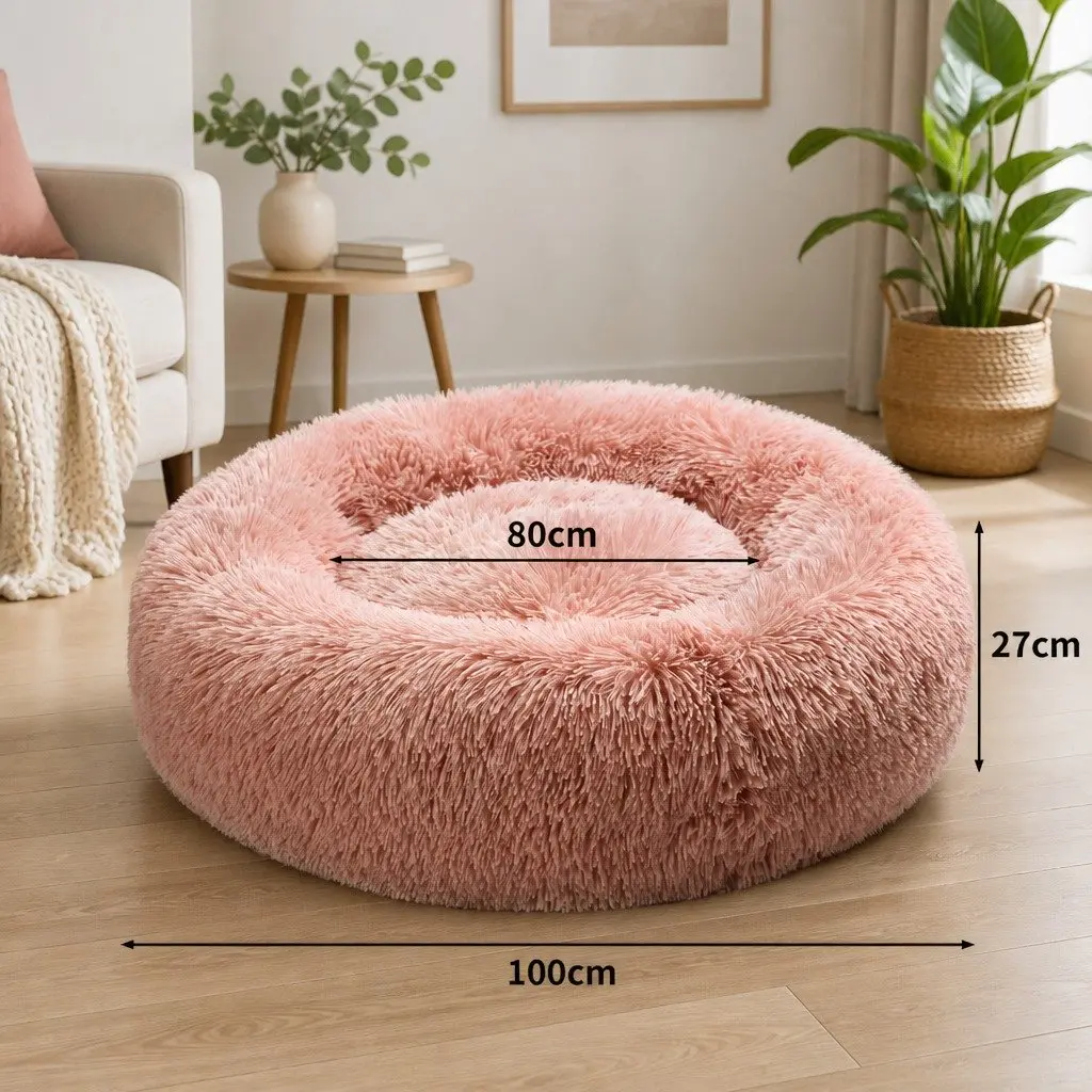 Pet Bed Donut Cushion Sleeping Mat Lounger XXL Pink