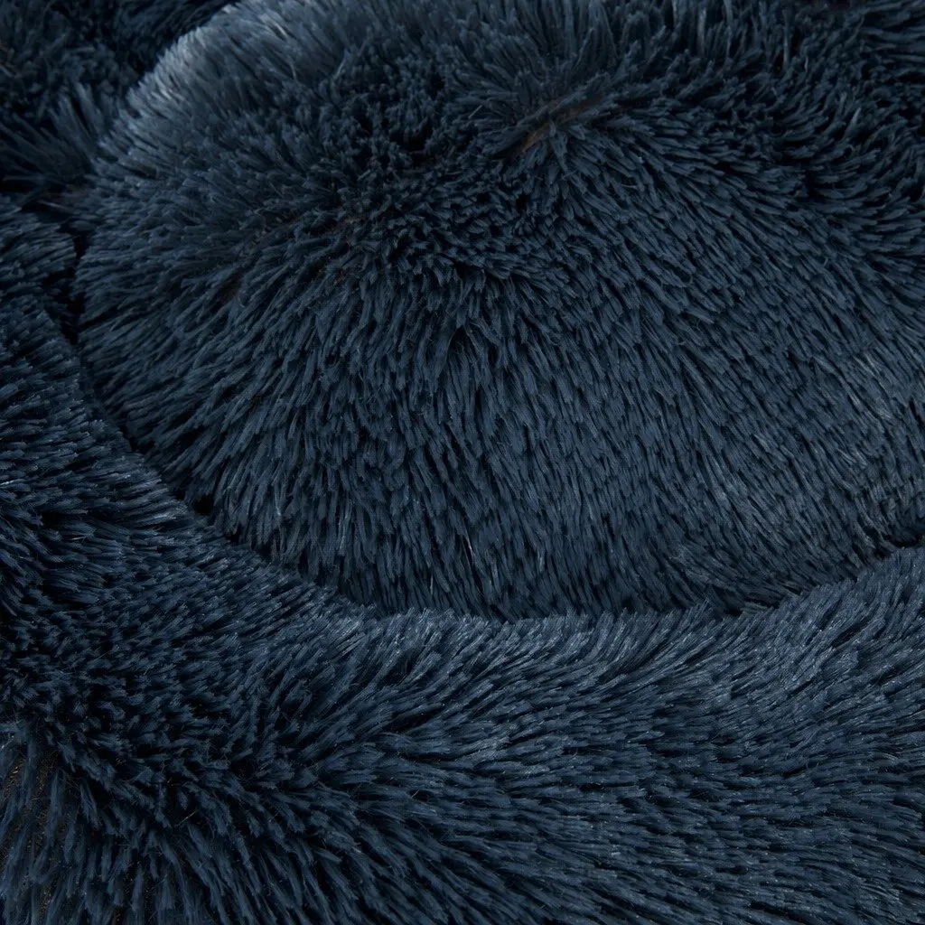 Pet Bed Donut Nest Calming XXXL Dark Grey Plush Polyester Non-Slip Bottom