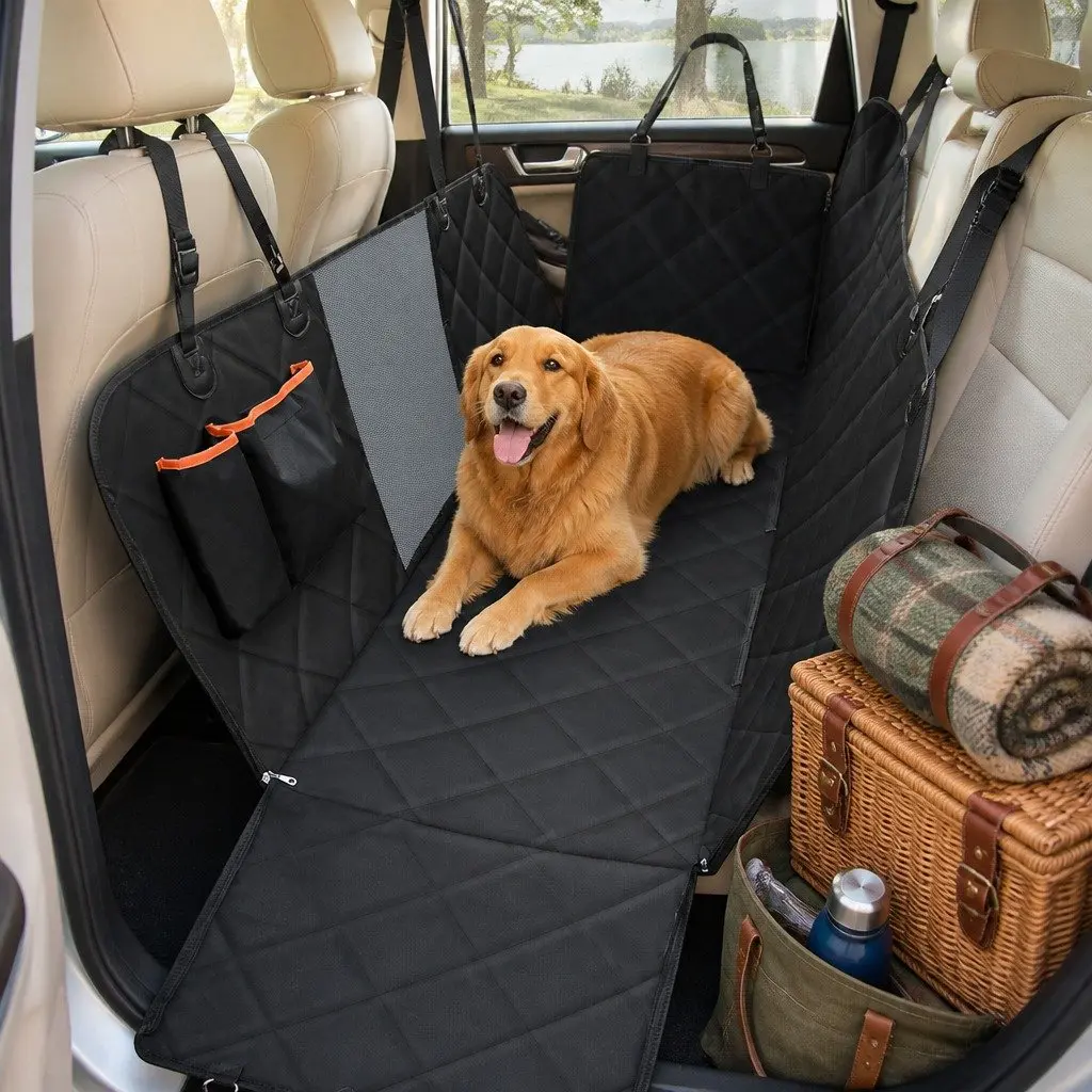 Pet Car Back Seat Cover Dog Hammock Waterproof Anti-Scratch Mesh Window
