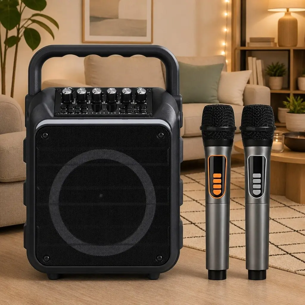 Portable Karaoke Machine with 2 Wireless Microphones Bluetooth 5.3 Speaker