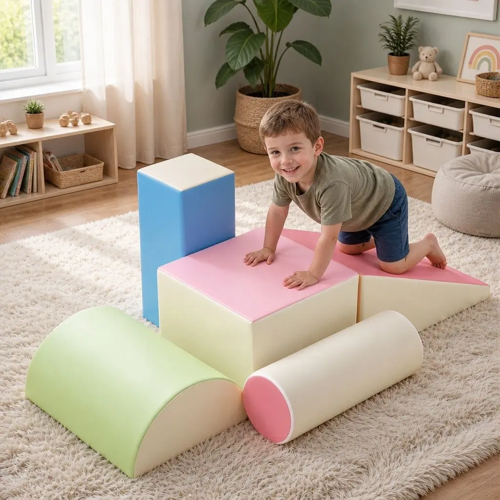 Kids Foam Climbing Blocks Soft Play Set 5 Piece Indoor Multicoloured