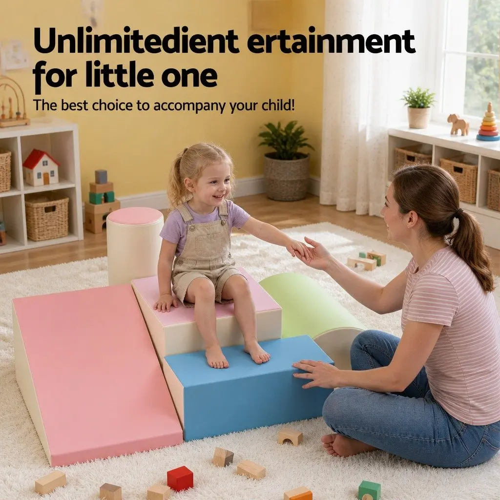 Kids Foam Climbing Blocks Soft Play Set 5 Piece Indoor Multicoloured