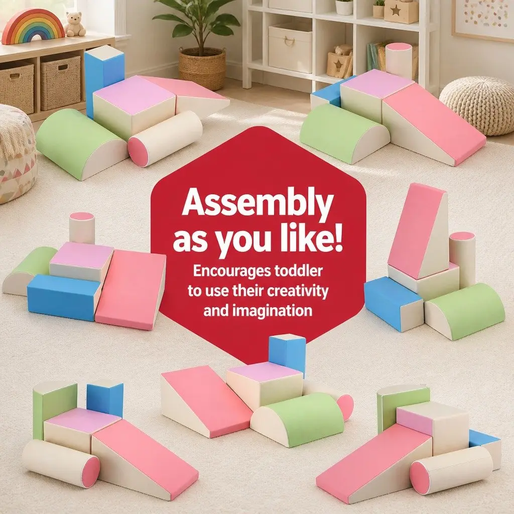 Kids Foam Climbing Blocks Soft Play Set 5 Piece Indoor Multicoloured