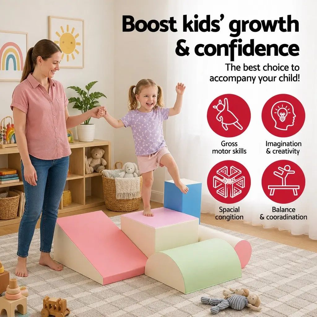 Kids Foam Climbing Blocks Soft Play Set 5 Piece Indoor Multicoloured