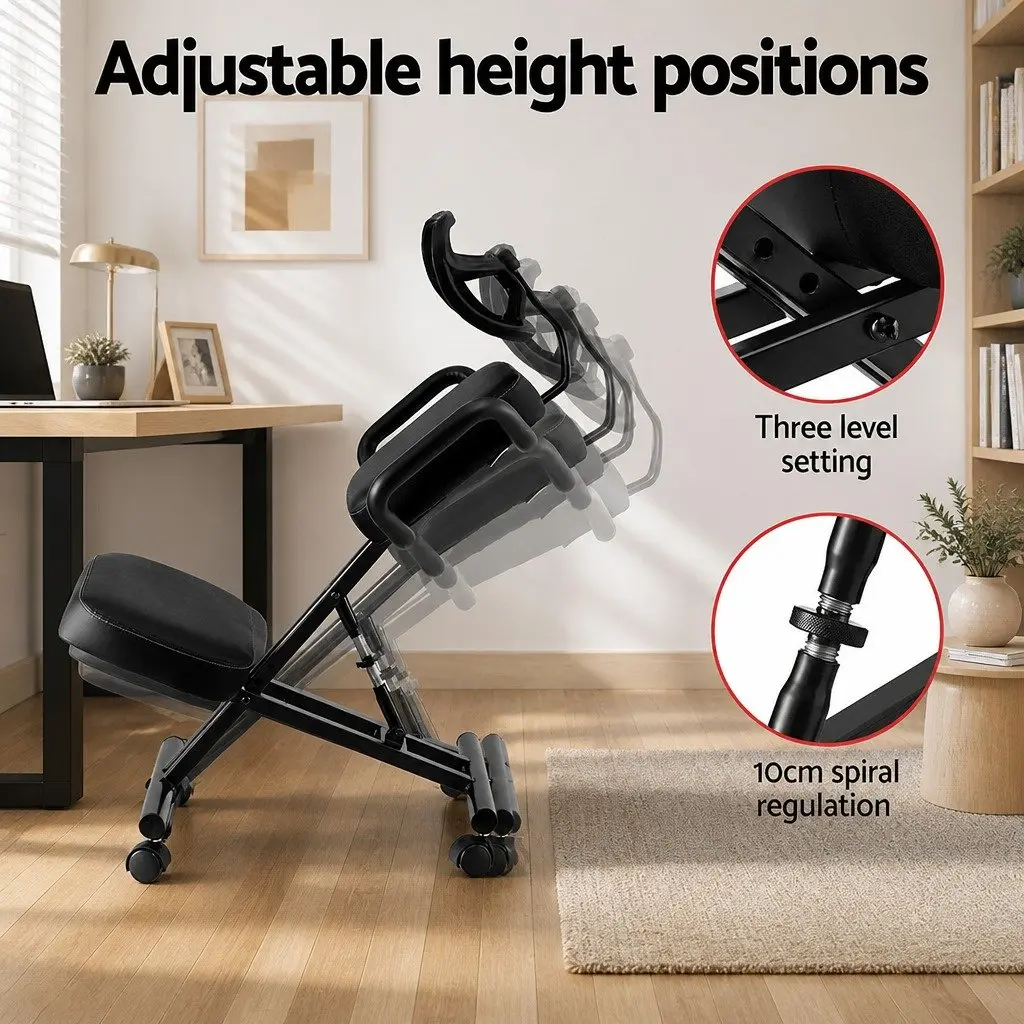 Kneeling Chair Ergonomic Metal Frame Mesh Backrest Black