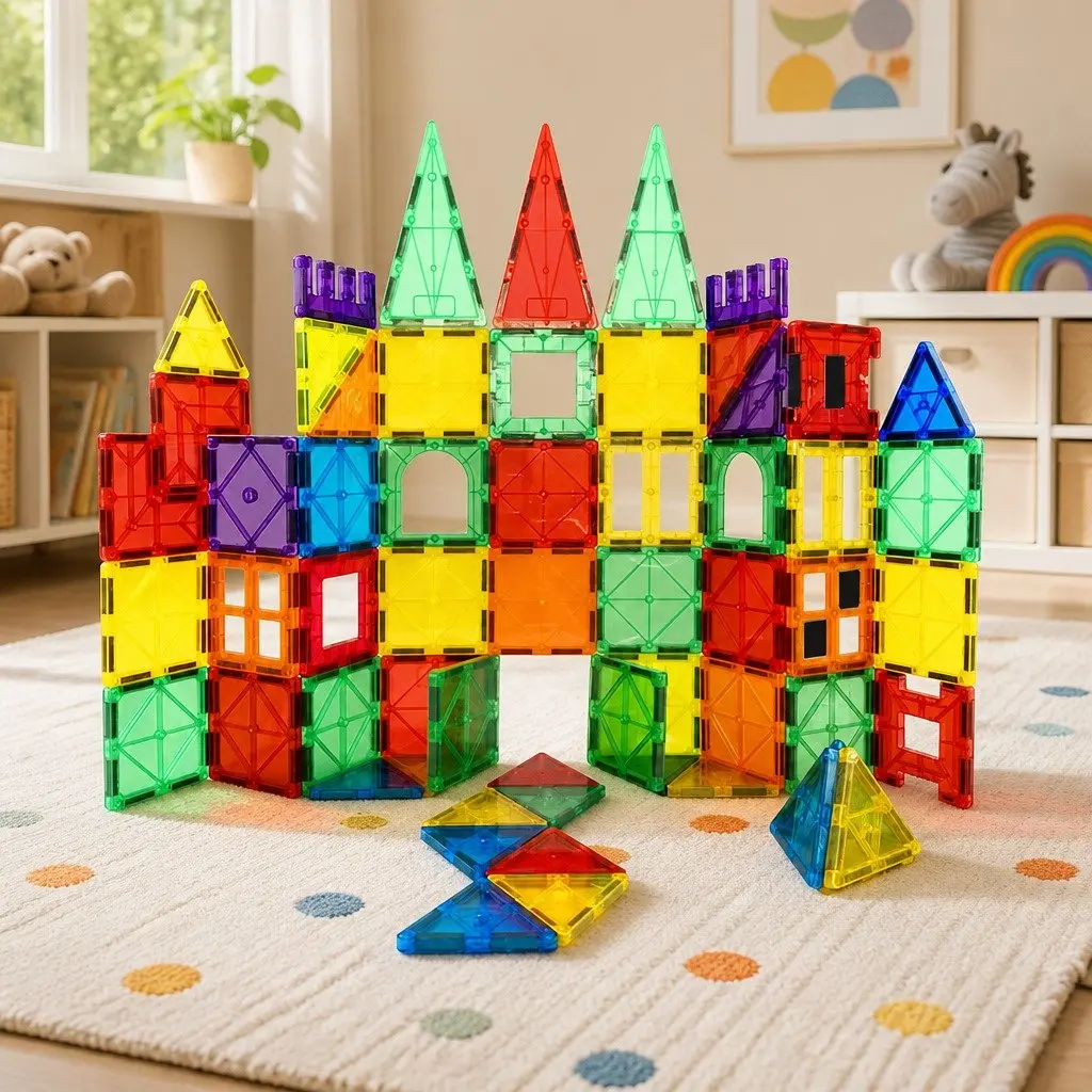 Magnetic Tiles Building Set ABS Multi-colour 120 Pieces