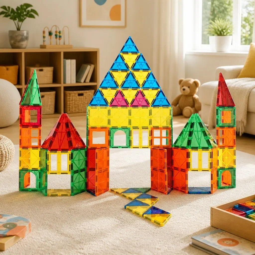 Magnetic Tiles Building Blocks Set Educational Creative Play Multi-colour 60 Piece