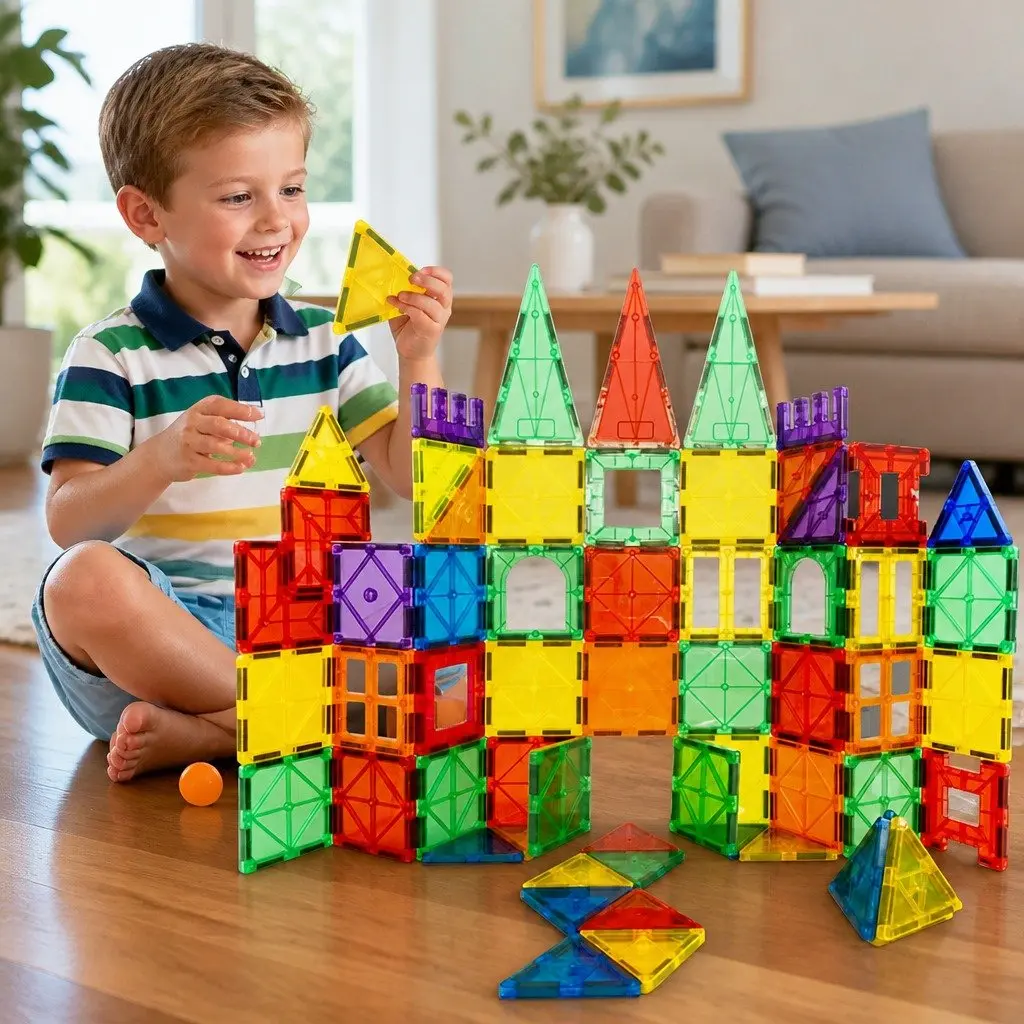 Magnetic Tiles Building Blocks Set Educational Creative Play Multi-colour 60 Piece