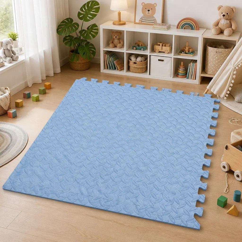 EVA Foam Play Mat Interlocking Puzzle Tiles Soft 60cm Blue