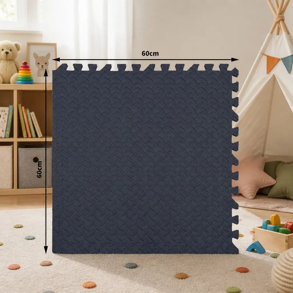 Interlocking EVA Foam Play Mat Tiles Soft Padded Floor Puzzle 60x60cm Navy