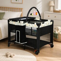 Portable Baby Bassinet Crib Bedside Cot Bed 3-in-1 Change Table Mesh Infant