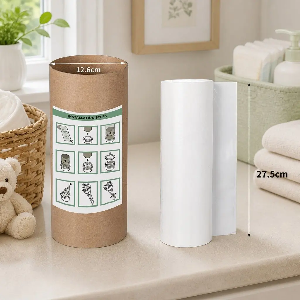 Nappy Bin Refill Kit 200m White PE Disposal Bags Odour Control for Nursery Waste Management