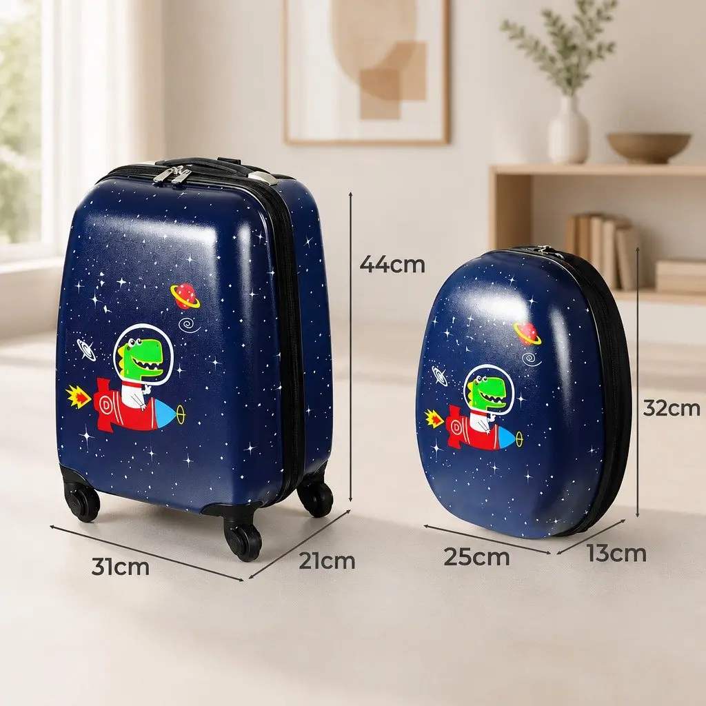 Kids Luggage Set Lightweight ABS 2PC Carry-On Suitcase Backpack 31cm x 21cm x 44cm 25cm x 13cm x 32cm Colour as per gallery selection