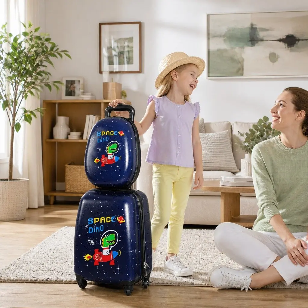 Kids Luggage Set Lightweight ABS 2PC Carry-On Suitcase Backpack 31cm x 21cm x 44cm 25cm x 13cm x 32cm Colour as per gallery selection