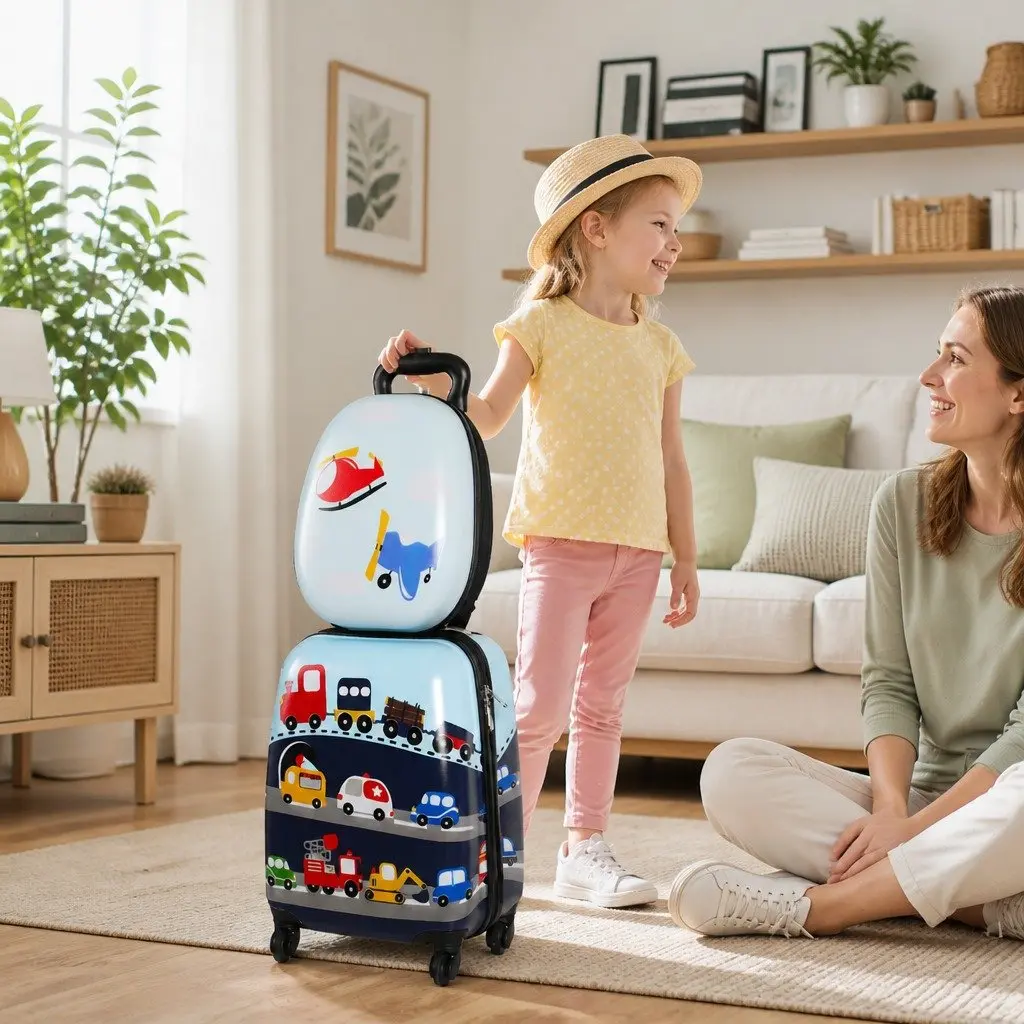 Kids Luggage Set ABS 2 Piece 31cm Suitcase 25cm Backpack Travel Carry On Wheels