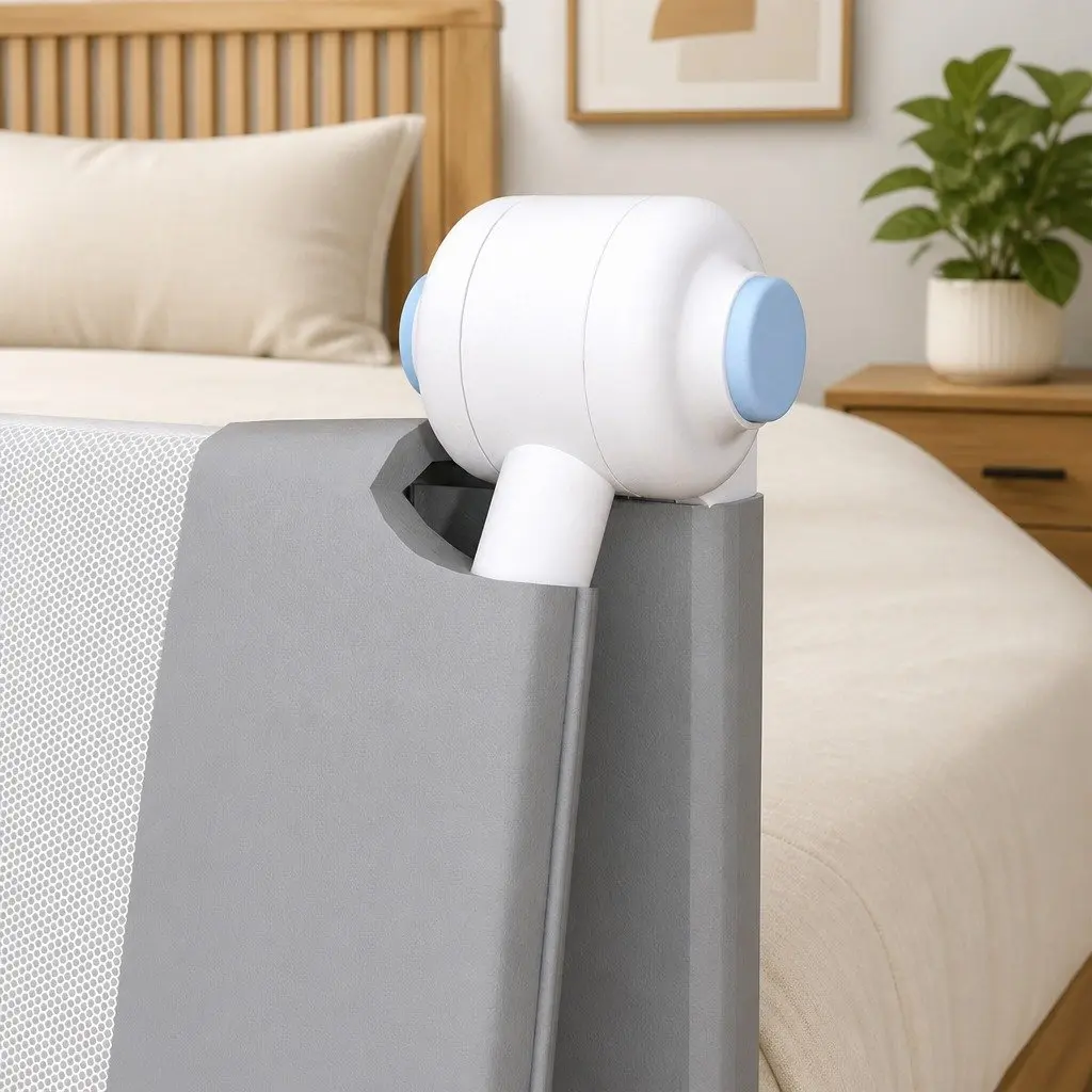 Bed Rail Safety Guard Adjustable Folding Mesh Barrier for Kids Grey 150cm 180cm 200cm