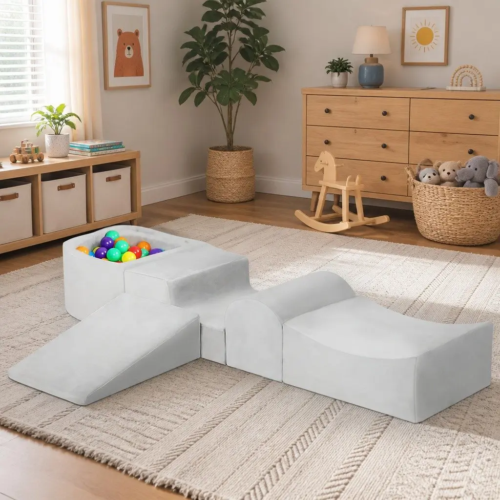 Foam Play Set Soft Indoor Playground Ball Pit Grey