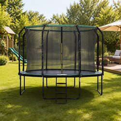 Round Trampoline 10FT Outdoor Backyard Jumping Mat with Safety Net Ladder