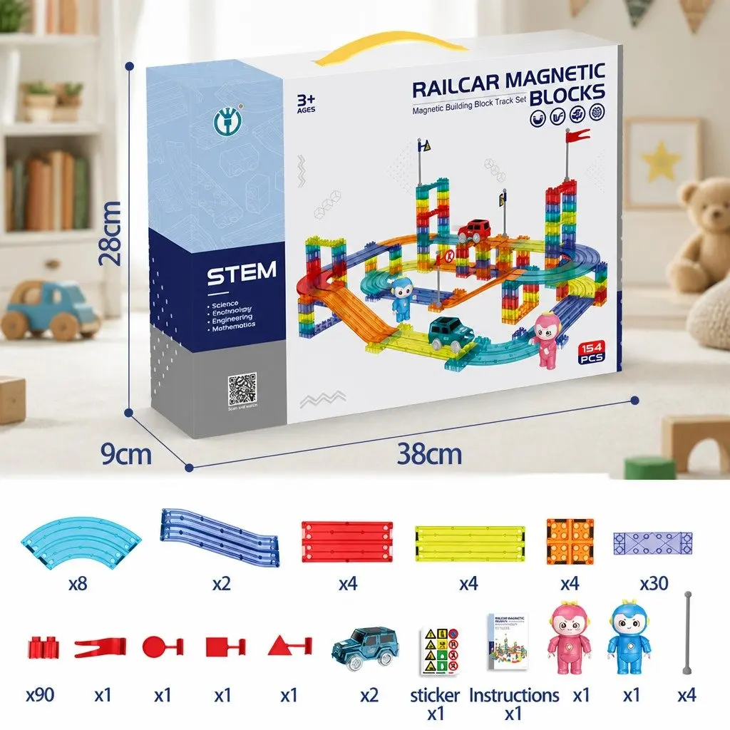 Magnetic Building Blocks Set Dinosaur Theme Educational Toy 170 Piece Multi-colour