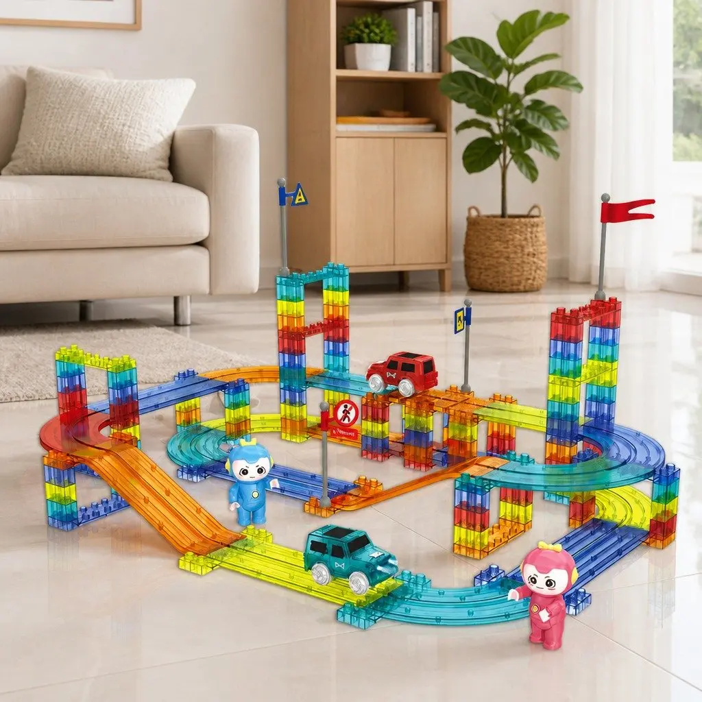 Magnetic Building Blocks Set Dinosaur Theme Educational Toy 170 Piece Multi-colour