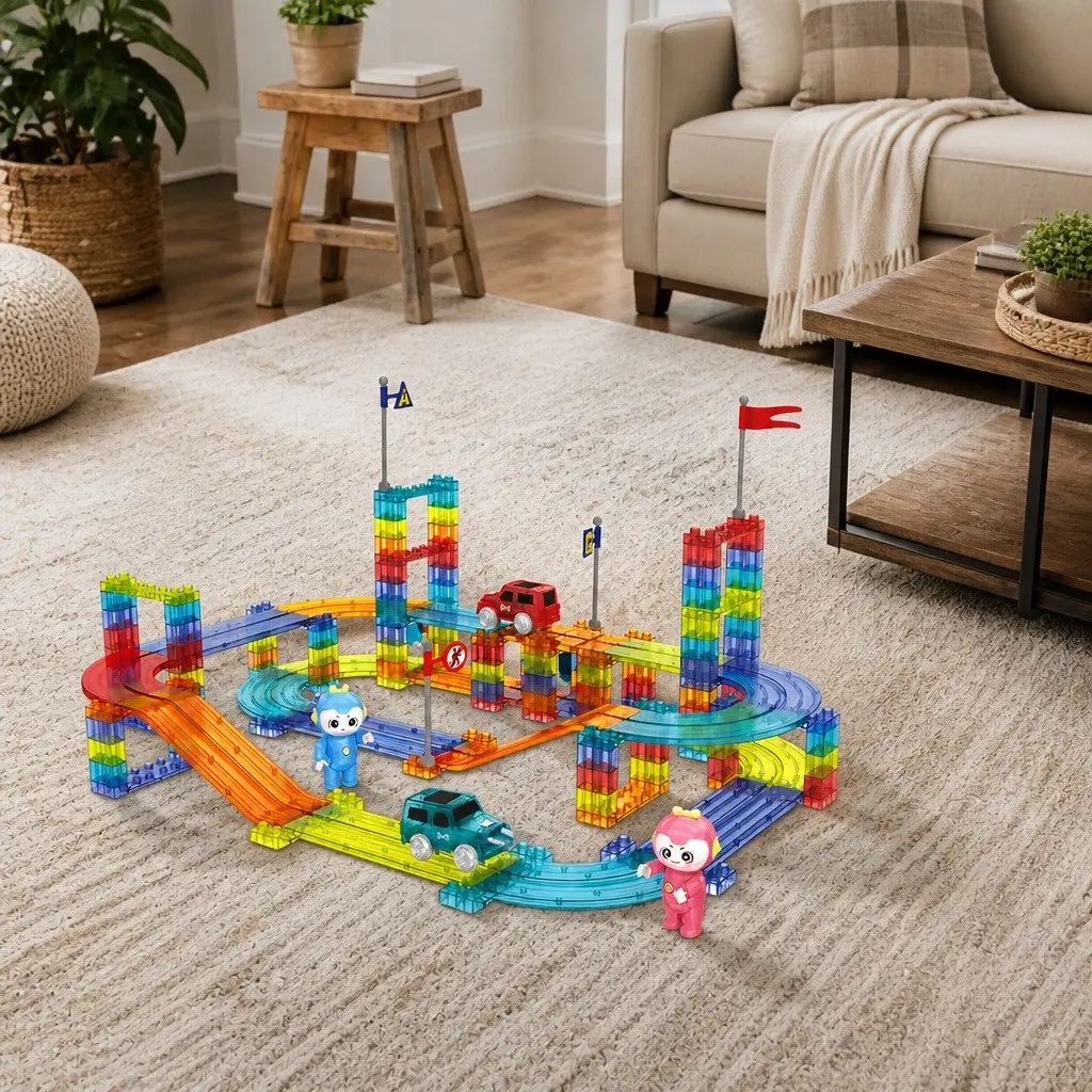 Magnetic Building Blocks Set Dinosaur Theme Educational Toy 170 Piece Multi-colour
