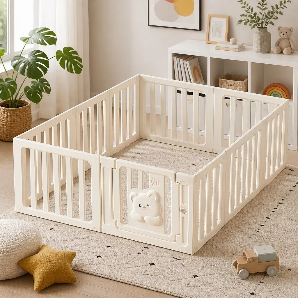 Kids Playpen HDPE 10 Panels 61cm High White
