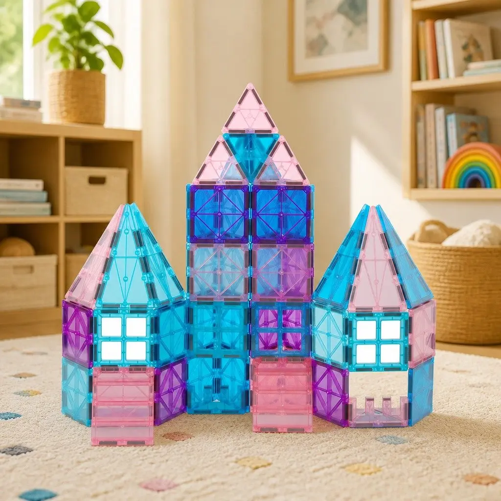 Magnetic Tiles Building Blocks Educational Construction Toy Set 100 Pieces Multi-colour