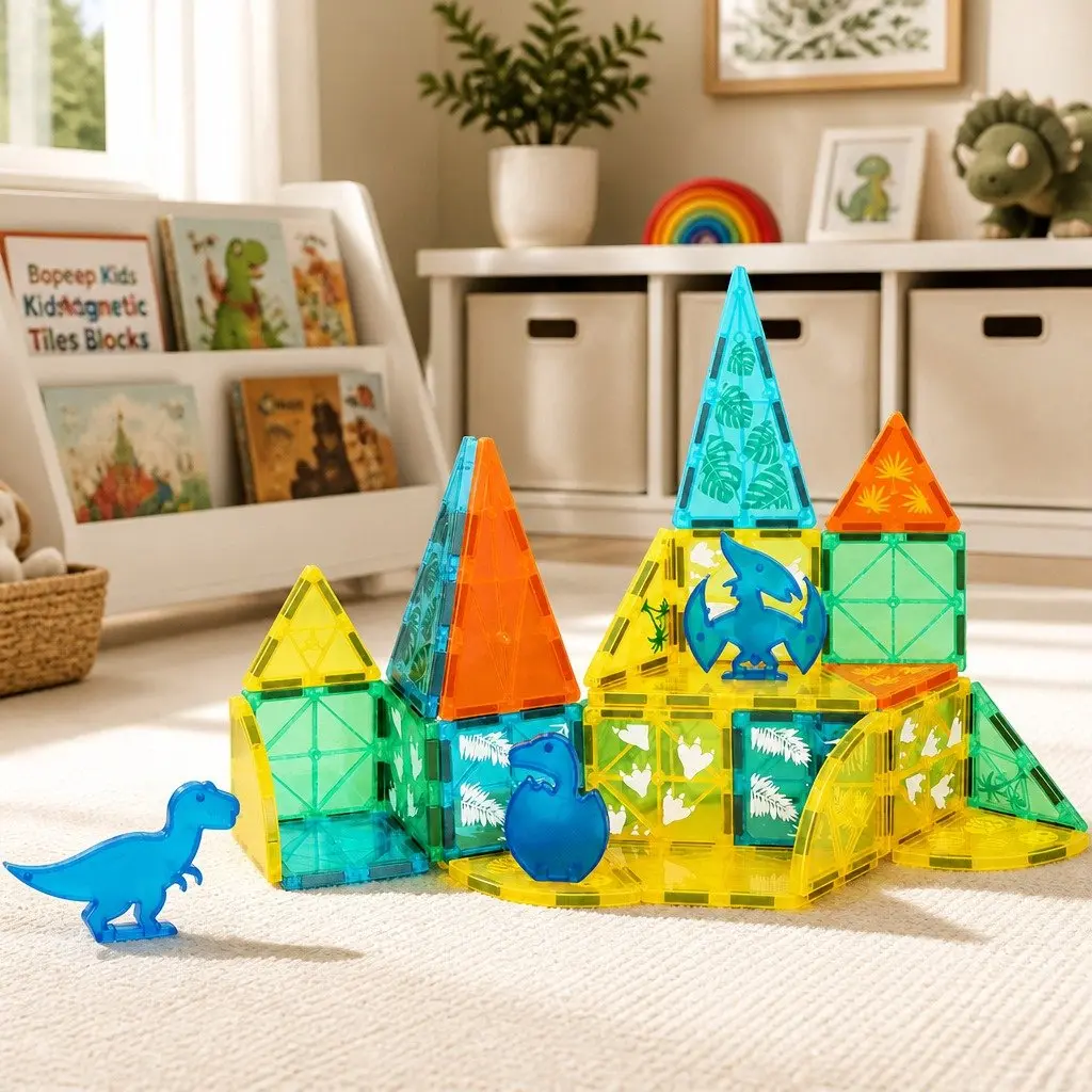 Magnetic Building Blocks Dinosaur Themed Educational Play Toys Multi-colour 100 Piece