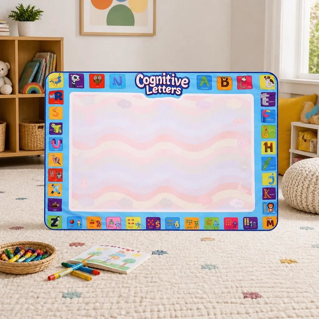 Water Doodle Mat Multicolour Non-toxic Portable Foldable 150cm x 110cm Reusable Drawing Board for Creative Play and Cognitive Development