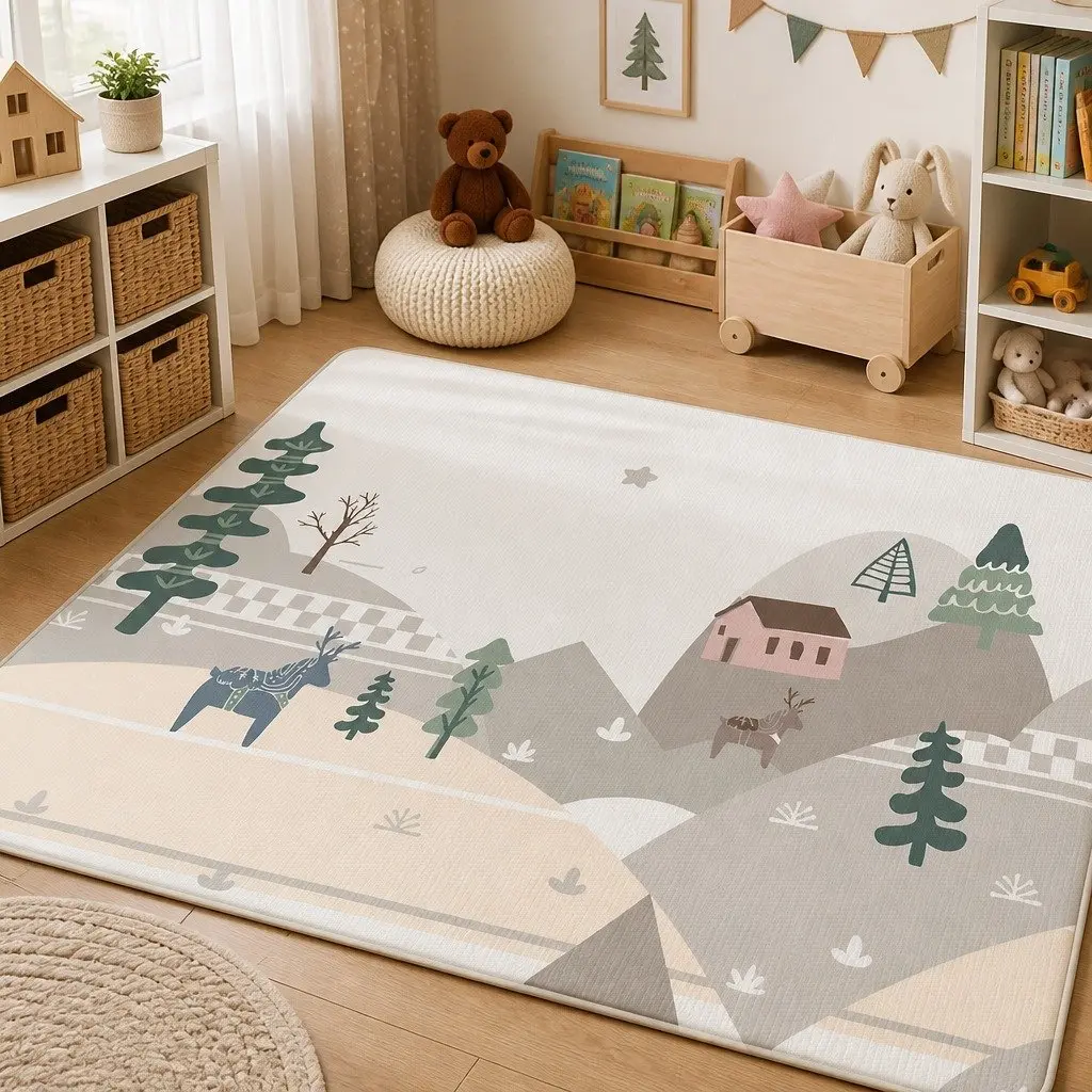 Kids Play Mat Double-Sided XPE Foam Soft Cushioned 180cm x 200cm Multi-Coloured Folding Portable