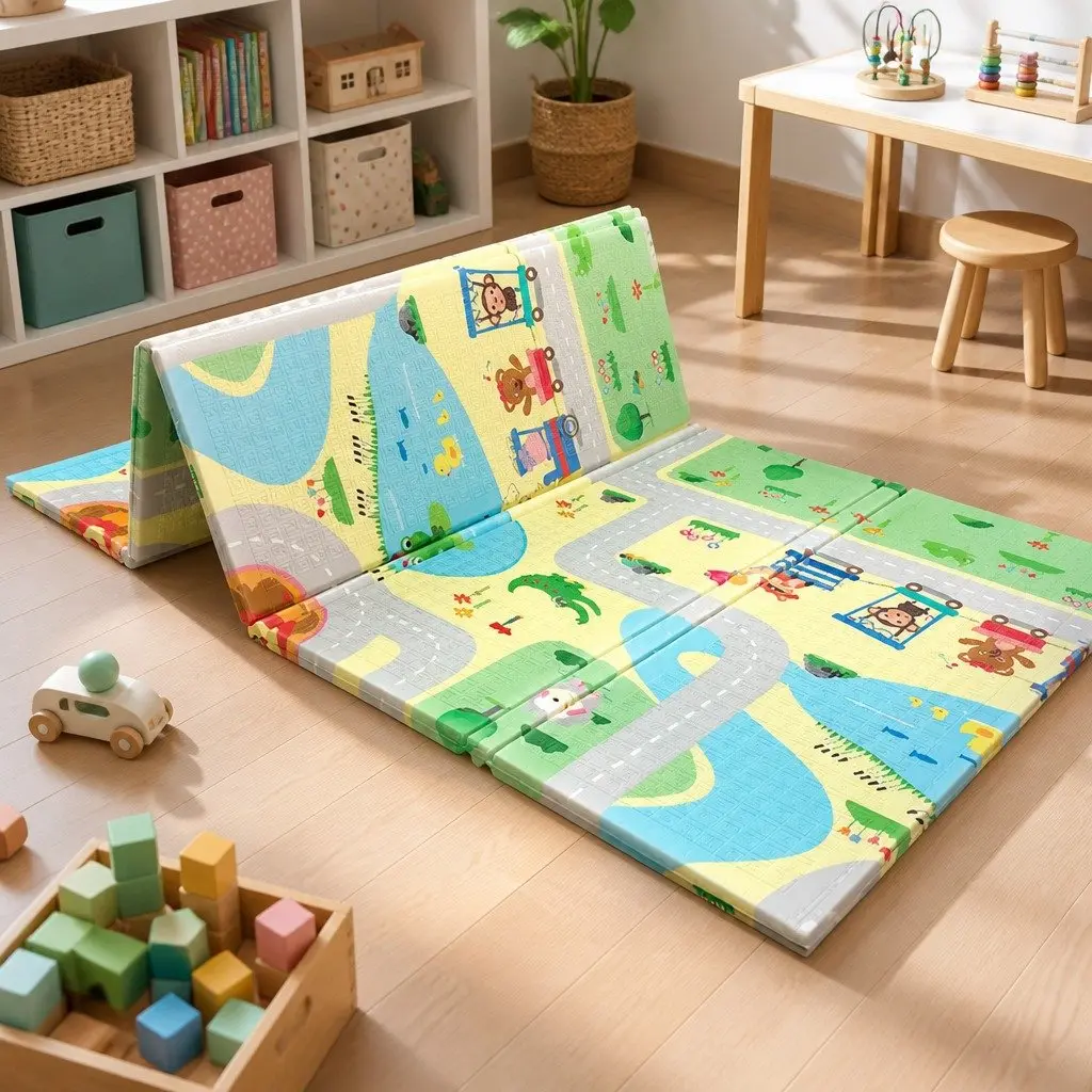 Kids Play Mat Double-Sided XPE Foam 180cm x 200cm Multi-coloured